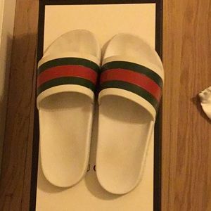 White Gucci Slides